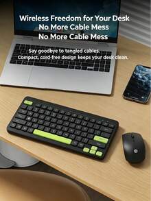 ASUS WK40 無線鍵鼠套裝，78 鍵巧克力鍵帽，靜音按鍵，適用於筆記型電腦、桌上型電腦辦公家用 - 查看 4