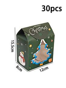 5pcs/15pcs/30pcs Ins‑Style Christmas Tree Window Handle Gift Boxes, Contrast Color Print, Candy Cookie New Year Gathering Festive Gift Boxes - View 10