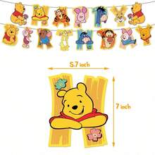 Disney Cartoon Winnie The Pooh Theme Birthday Party Decorations, Happy Birthday Party Banner, Party Tablecloth, Spiral Hanging Decorations, Birthday Scene Decor Supplies - Multicolor - View 6