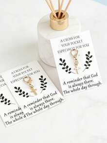 Mini kors nyckelring, unisex flerfärgad kors nyckelring presentkortset, vänngåva, lyckoamulett, 2026 daglig inspirerande väskcharm, med böneinspirerande kort, lämplig som minnesgåva och bönegåva, kristen inspirerande kors nyckelring - Flerfärgad - Visa 7