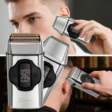 Hatteker 1pc Reciprocating Electric Shaver Men 2-In-1 Razor & Hair Clipper Set, Multi-Speed Adjustable With Base - Multicolor - View 12