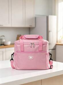 Pink Insulated Thermal Heat & Cold Retention Thermal Cooler Thermal Lining Long‑Time Temperature Lock Secure Zipper Closure Scratch‑Resistant Tear‑Proof Soft Carry‑Handle Portable Lunch Bag For Office Work School Daily Commute Picnic Women Gift - Pink - View 4