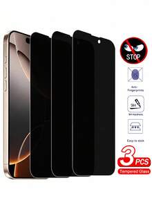 ZYSHI 3片裝全螢幕防偷窺鋼化玻璃隱私螢幕保護貼，相容 iPhone DUO/18/18 Pro/18 Pro Max/16/15 Pro Max/15/14 Plus/13/12/11 Pro Max/X/XS/XR，全螢幕防偷窺玻璃膜，生日/復活節/情人節禮物，適合男朋友/女朋友/家人/朋友，防偷窺手機螢幕保護貼，手機配件 - 黑色 - 查看 10