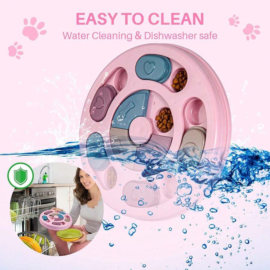 1pc Pet Feeder, Pet Puzzle Feeding Toy, Dog Puzzle Toy, Cat & Dog Hidden Food Feeder, Cat & Dog Foraging Tray, Pet Training Toy, Dog Interactive Food Bowl - Pink - View 1