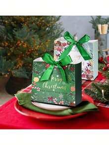 8pcs Merry Christmas Gift Bags, Mini Christmas Bags, 5.1 * 4.5 * 2.2 Inches, With Bow Ribbon, Small Paper Gift Packaging Bags, With Transparent Window, Suitable For Holiday Parties, Birthdays And Theme Celebrations, Christmas Gift Packaging Decoration - Multicolor - View 2
