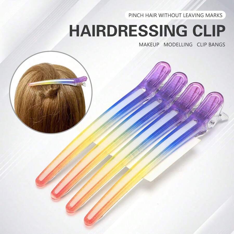 4Pcs Big Hair Clips Salon Hairdressing Plastic Clamps Hair Sectioning Clip Hairpin Styling Accessories Salon Tools - Multicolor - View 1