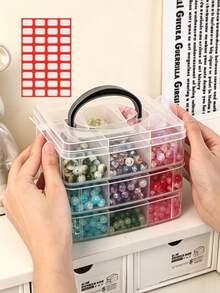 Storage Box With Lid And Handle; Storage For Holiday Decorations, Jewelry, Sewing Supplies, Jewelry-Making Components, And Hardware Accessories; Office Supply Organizer; Gift For Craft Enthusiasts; Valentine's Day, Christmas, Or Halloween Gift. - Multicolor - View 12