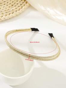 1pc Fashionable Elegant Double Layer Minimalist Headband For Women, Hair Accessory Suitable For Daily Wear, New Year Gift For Friends - Gold - View 4