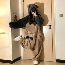 1件中性成人可愛卡通熊洗澡袍，柔軟厚實保暖長袖，舒適寬鬆版型，適合秋冬日常穿著 - 彩色 - 查看 17