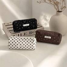 Vintage Small Floral Polka Dot Pencil Case, Large Capacity Storage Bag, Wash Bag, Convenient Carrying Makeup Bag, Suitable For Commuting, Travel, Vacation, Cosmetics, Makeup Brush, Lipstick Storage, Makeup Bag - Multicolor - View 1