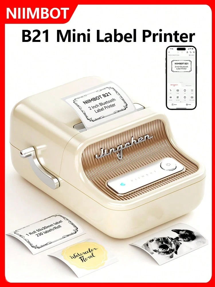 Impresora térmica portátil mini Niimbot B21, impresora de etiquetas inalámbrica para teléfono móvil, uso doméstico, código de barras, etiqueta de precio, pegatina, impresión sin tinta