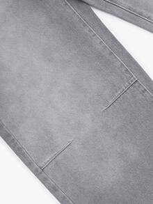 Women Grey Straight Leg Jeans Casual Washed Loose Jeans Y2K Vacation Elegant Vintage Street,Fall Winter - Light Grey - View 8