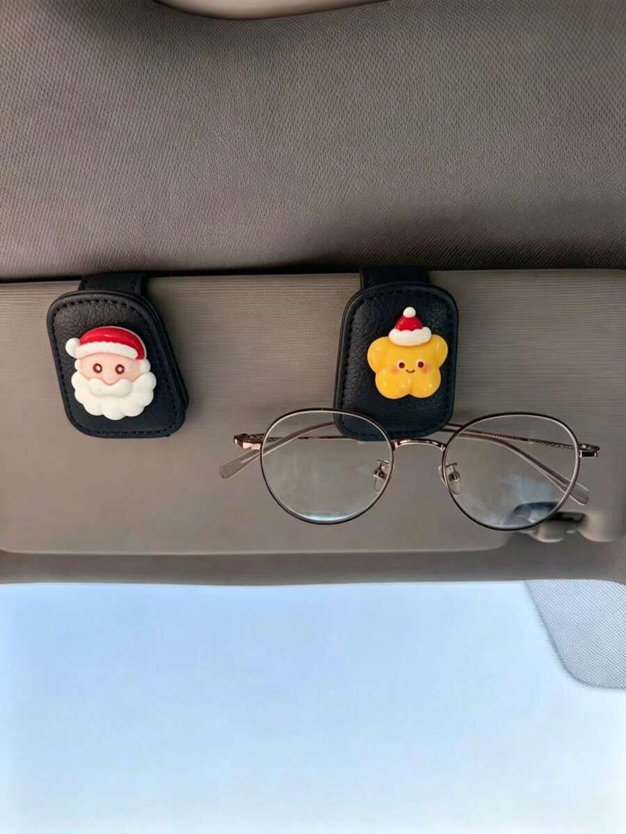 Christmas Cartoon Car Fashion Glasses Clip, Car Visor Fashion Glasses Holder, Creative Holiday Car Interior Accessory - Christmas - View 1