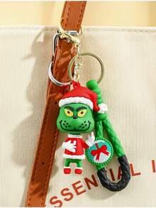 The Grinch 3pcs Cartoon Silicone Keychains, Christmas Character Pendant With Christmas Theme Lanyard, Car Key Bag Charm Holiday Gift Accessory - Keychain - View 2