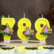 1pc Cute Cartoon Combination Birthday Candle Glitter 0-9 Number Cake Decoration Plug-In, Birthday Party Anniversary Celebration Dessert Table Decoration, Suitable For Birthday Party, Halloween, Christmas, Best Gift For Fans - Multicolor - View 1
