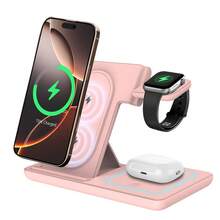 Foldable 3-In-1 Wireless Charging Station - Compatible With IPhone, Compatible With Apple Watch And Compatible With AirPods, Suitable For Travel, Home, Office, Bedside Fast Charging Dock - Multicolor - View 6