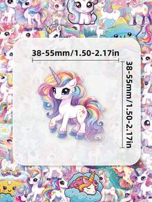 56Pcs Cute Kawaii Unicorn PET Stickers For Kids, Rainbow Unicorn Star & Flower Decals, Party Decor Decals For Scrapbooking, Water Bottle, Laptop & DIY Decor - Multicolor - View 5