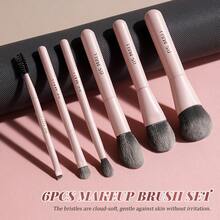 BS-MALL Exquisite Mini Portable Pink Cute 6pcs Makeup Brush Set Travel Makeup Tools Beauty Brushes Gift For Girlfriend - Pink - View 2