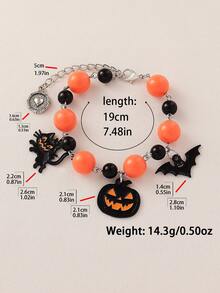 1pc Halloween Funny Black Cat Demon Pumpkin Bat Beaded Single Layer Bracelet Women's Holiday Party Celebration Accessory - Black Cat Pumpkin Bat - View 3