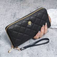Women's Long Wallet With Diamond Quilted Embroidery, 2026 New Style, Large Capacity, Vintage Fashion, Premium Texture, Zipper Wristlet - Multicolor - View 8