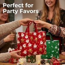 Printed Christmas Gift Bags, Reusable Plastic Tote Bags For Small Gifts, Very Suitable For Holiday Party Decoration - Multicolor - View 9