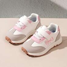 Spring/Autumn Girls' Sweet Bow Knot Leather Upper Hook & Loop Easy On/Off Soft Sole Toddler Sports Shoes - Pink - View 5