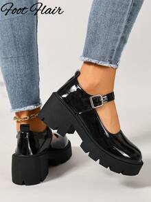 Foot Flair 女款厚底踝帶經典舒適瑪麗珍鞋 尺寸 35-43 - 黑色 - 查看 6