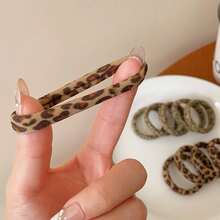 30pcs High Elasticity Leopard Print Hair Ties, Durable Hair Bands For Ponytail, Thick Hair Ropes, Hair Accessories For Women - Camel - View 7