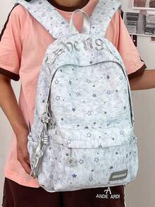 Cartoon Star Print Backpack, Girls' College Style School Bag For Elementary, Middle And High School Students, Large Capacity Multi-Pocket Casual Backpack For Daily Commute, School, Travel, Shopping, Outdoor Outings, Sweet And Cute Gift Bag - A - View 4