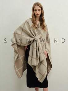 1pc Women's Solid Color Polyester Warm Versatile Elegant Casual Shawl For Daily Use - Beige - View 6