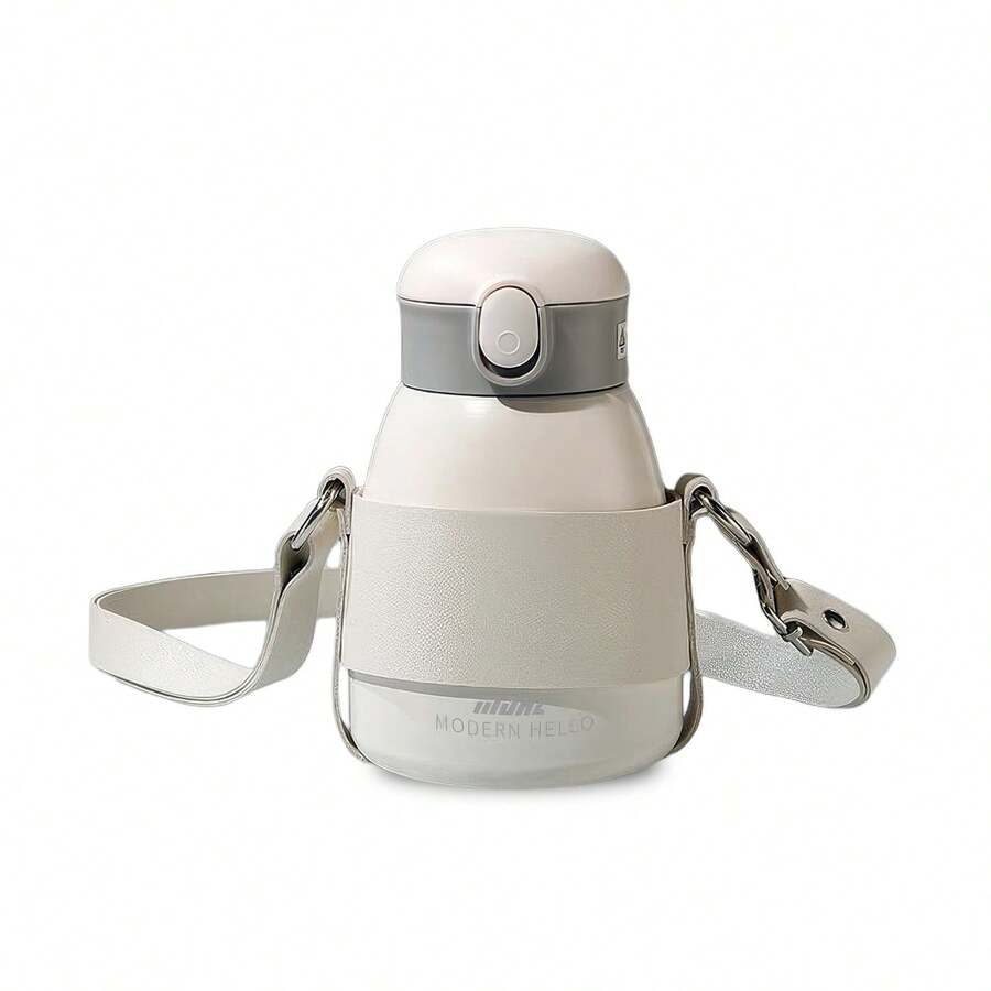 Dam Thermo MD-005 Of 600 Ml With Thermal Insulation Of Up To 20 Hours, Opening By Button And Integrated Silicone Straw. Includes Carrying Strap. - Off-white - View 1