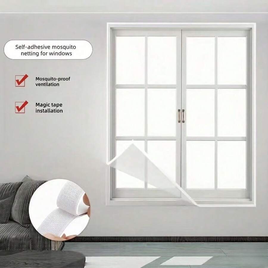 Full Sheet Mosquito Screen Mesh, Breathable And Light-Transmitting, Home Bedroom Living Room Insect-Proof Screen - White Mesh With White Trim - View 1