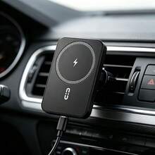 15W Fast Wireless Charging Car Phone Holder With Magnetic Mount, Car Navigation Charger, Supports Wireless Charging And Magnetic Function, Includes Magnetic Ring And Data Cable Holder, Perfect Digital Gift For Friends - Car Wireless Charger - View 4