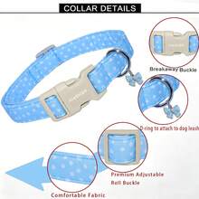 Blue Polka Dot Adjustable Dog Collar With Quick Release Buckle, Adjustable Strap & Zinc Alloy D-Ring, Christmas Festival Pet Collar For Small, Medium, Large Dogs And Cats, Holiday Gift For Boy & Girl Pets - Blue - View 6