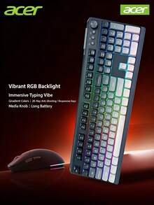 Acer OKR239 [Triple-Mode Connection] Wireless Bluetooth Keyboard, Silent Rechargeable, For Desktop And Laptop, Office Mechanical Feel, For MAC, Mirror White - Rechargeable - View 10