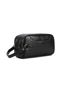 Storage Handbag, Large Capacity Business Handbag, Double-Layer Toiletry Bag, Wallet - Black - View 3