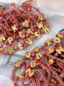 Fashion Dopamine Copper 26-Letter Colorful Knitted Beaded Handwear - Hand Rope Letter - View 3