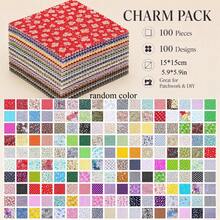 100片 15*15cm 預裁花卉布料，DIY縫紉拼布手工布料，預裁正方形花卉圖案布料，適合製作被褥，適合手工愛好者，新花卉配色隨機 - 變體 - 查看 9
