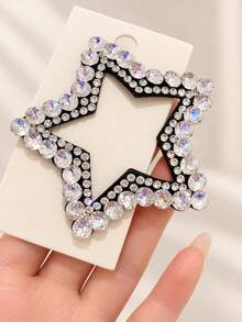 topshiny 2pcs Rhinestone Trim Hair Clips For Women, New High-End Style Frontal Hair Clips, Hair Pins For Bangs And Loose Hair, Five-Pointed Star - Multicolor - View 7