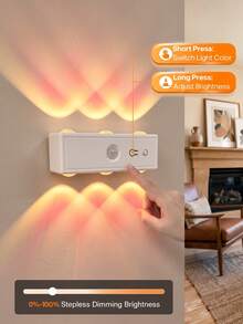 YITUMU 400mAh Rechargeable Smart Motion Sensor Wall Light, 3-Color White + RGB Magnetic Wall Lamp, Bedroom Atmosphere Night Light, Holiday And Party Decoration (1/2/4pcs) - Multicolor - View 3
