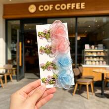 4pcs Colorful Flower BB Hair Clips Sweet Style Hair Accessories Suitable For Daily Use - Multicolor - View 11