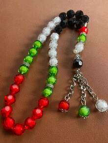 1pc Multi-Faceted Cut Prayer Beads With Contrast Color Metal Pendant And Tassel, Islamic Portable Tasbih - Multicolor - View 6