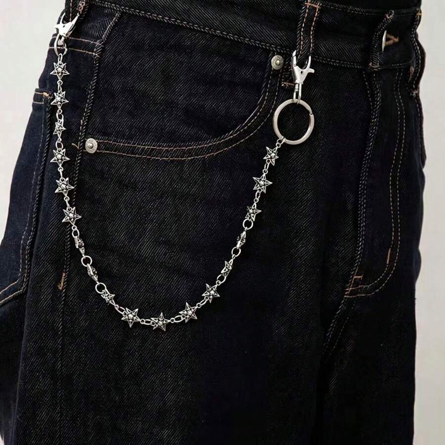 Hip Hop Punk Street Style Metal Star Chain Pants Chain Niche Design European & American New Unisex Versatile - Ancient White K - View 1