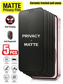 ZYSHI 5pcs Matte Frosted Privacy Screen Protector, Compatible With IPhone 17 Pro Max [6.9 Inch], Anti-Peeping Accessory, Anti-Glare Anti-Fingerprint Film, Compatible With Phone Case, Easy Installation No Bubbles, Smooth Touch, Compatible With IPhone DUO/18/18 Pro/18 Pro Max/17 Pro Max/17 Pro/17 Air/17E/16/15/14 Plus/13 Mini/12/11 Series - 5PCS Matte Privacy A2 - View 11