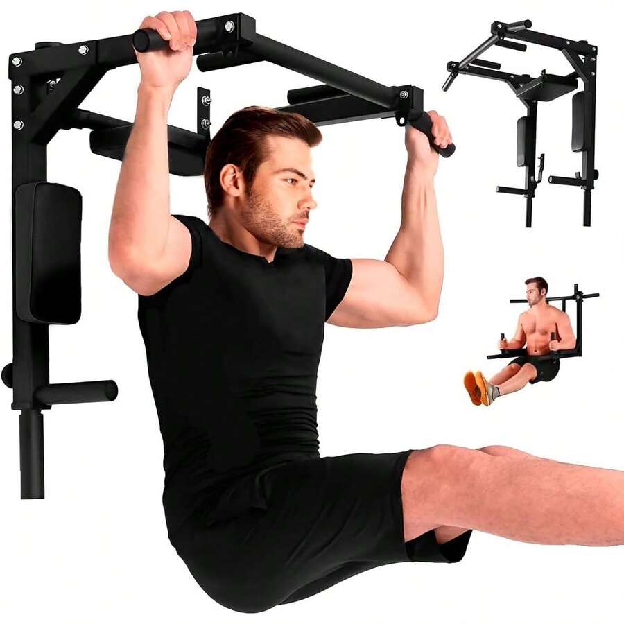Barra De Dominadas, Home Gym 8 Ejercicios En 1, Soporta 400kg, Gimnasio En Casa, Fortalece Espalda Brazos Y Mas, Para Pared Y Piso, Uso Rudo FáCil InstalacióN - Negro - Ver 1