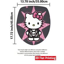 Sanrio Hello Kitty Shower Curtain Set, 4 Pieces, Skull Pattern On Pink Starry Background, Perfect For Halloween. Includes Dark And Fun Designs, Suitable For Bathroom Decor And Party Themes (2 Bathrooms, 1 Toilet Lid Cover) - Shower Curtain Set - View 10
