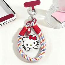 Hasbro 1PC Black And Pink Hello Kitty Phone Short Lanyard, Sanrio Hello Kitty Charm, Hand-Woven Adjustable Wrist Lanyard With Phone Spacer Keychain, Keychain Bag Hanger Anti-Lost Accessory For Car Enthusiasts - Multi-color - View 10