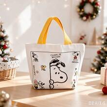 1 Buah Tas Tote Kanvas Bergambar Snoopy Lucu, Tas Tangan Kecil yang Dapat Digunakan Kembali, Tas Bekal Portabel, Tas Penyimpanan Serbaguna, Hadiah Ideal untuk Ulang Tahun, Halloween, Natal, Kembali ke Sekolah - MultiWarna - View 5