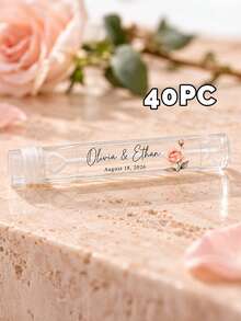 20/40/70pcs Personalized Customized Wedding Bubble Wand Stickers, Custom Floral Labels, Wedding Guest Favors, Bridal Shower Party Supplies - Multicolor - View 36