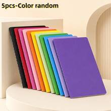 5 Random Color A6 Medium Softcover Stitched Notebooks, 12 Bright Cover Colors To Choose From, Pre-Printed Lined Pages With Date And Memo Area, Portable Writing Notebooks, Suitable For Students, Office, Daily Journaling And Travel Records - One Size - View 6